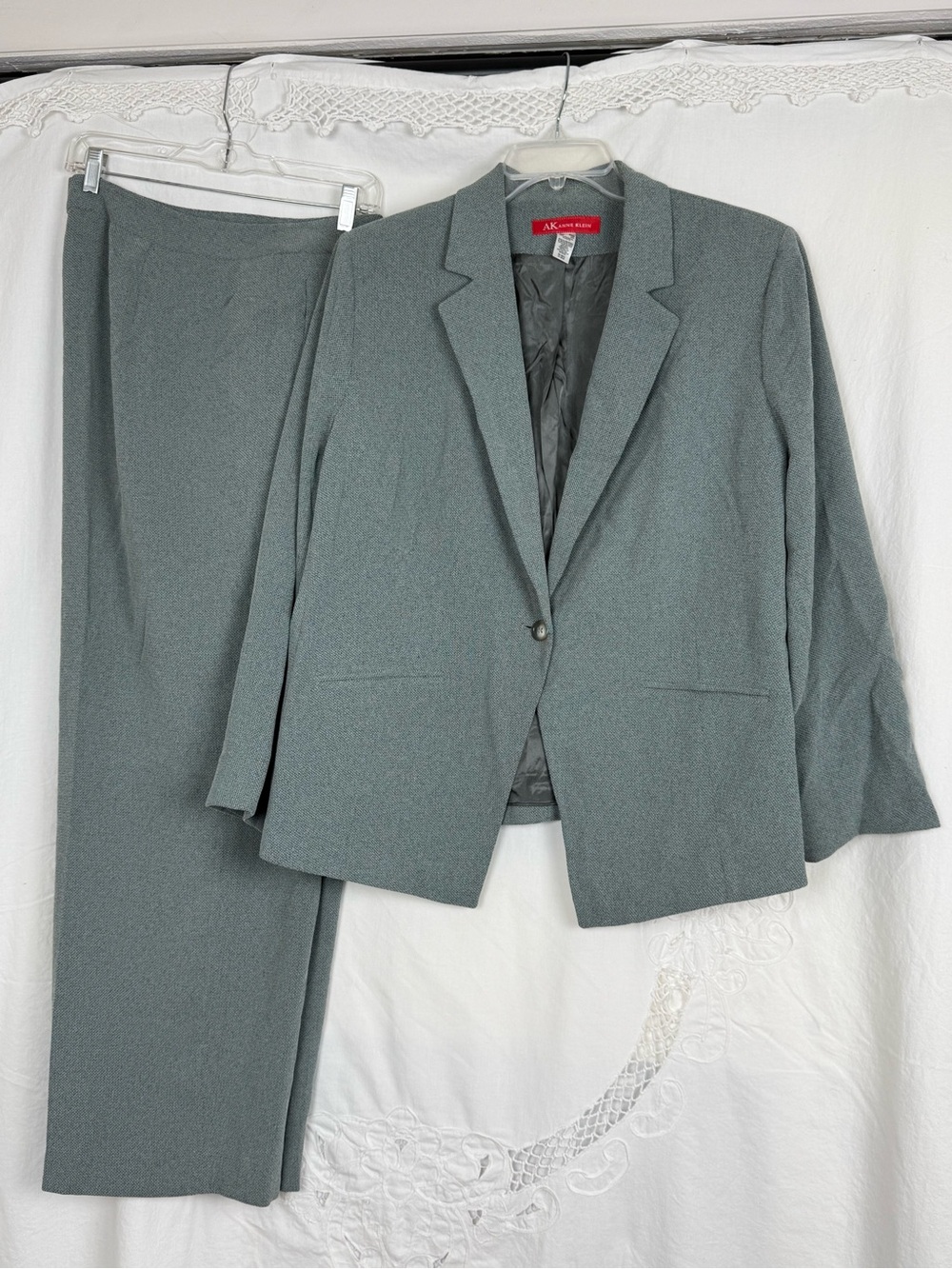 Anne Klein Soft Slate Green Suit - Jacket Size 22W - Pant Size 20W